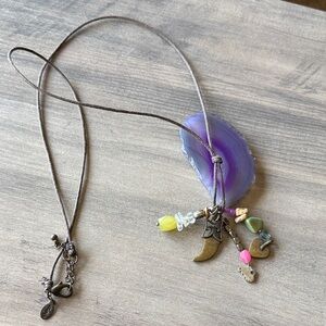 American Eagle Outfitters Purple Amethyst Slice Pendant Necklace